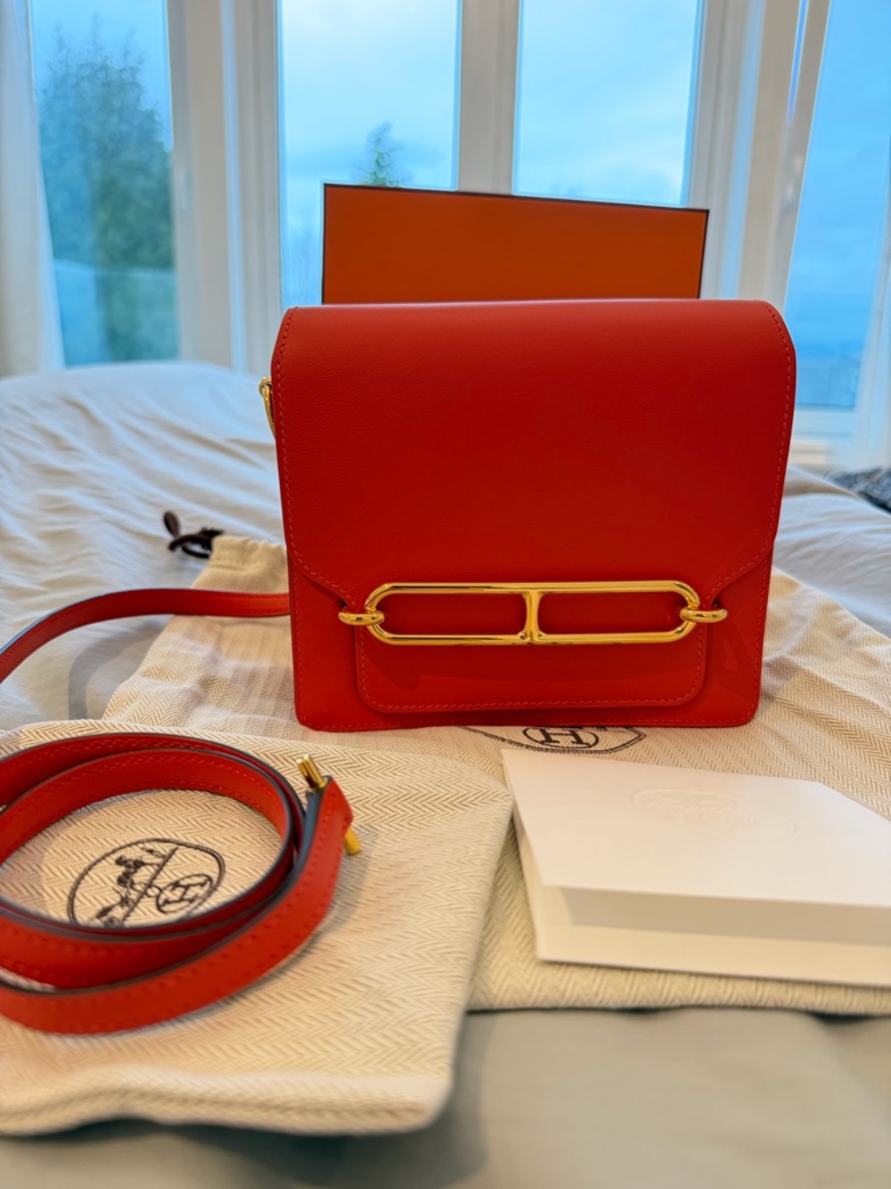 Hermes HSS Roulis Mini Capucine Gold Hardware Horseshoe Stamp - Never Worn - Picture 12 of 12